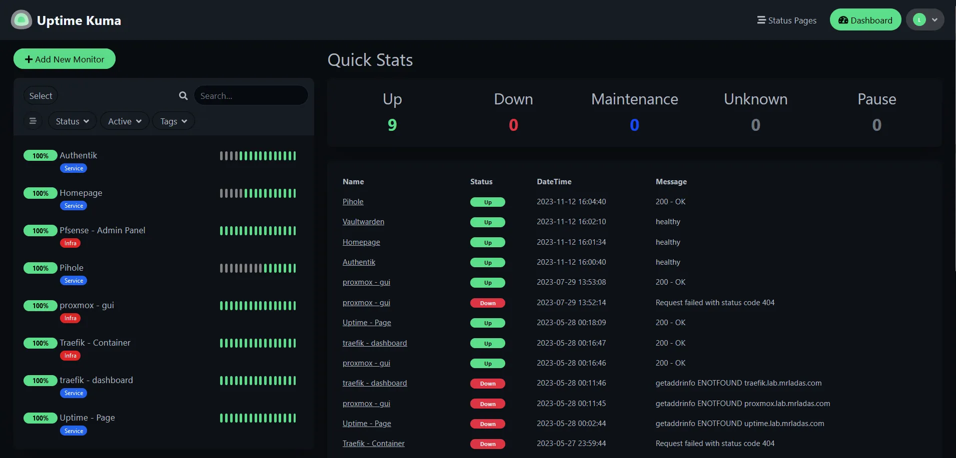 Uptime Kuma Web Interface